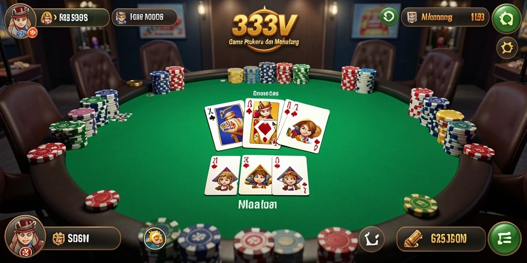 Tampilan gameplay Poker yang mendebarkan di 333V.
