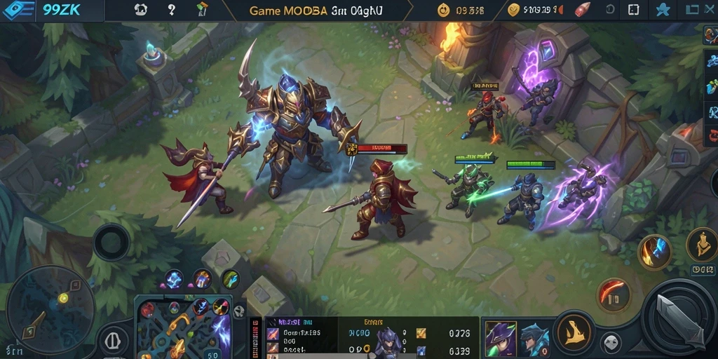 Screenshot gameplay seru di 99ZK menampilkan aksi pertarungan tim.