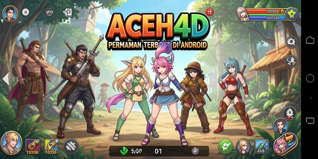 Tampilan menarik dari gameplay ACEH4D yang penuh warna dan karakter anime.