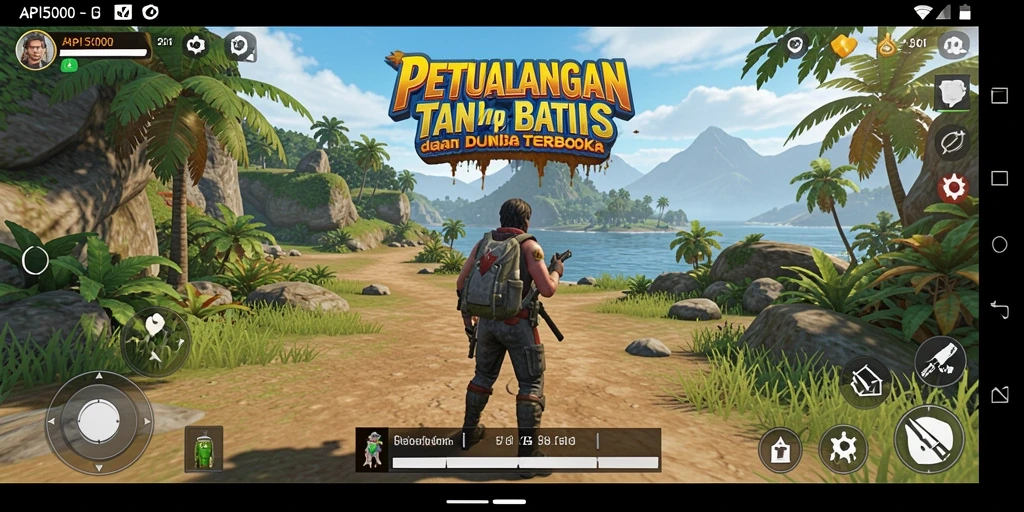 Tampilan gameplay API5000 yang menampilkan petualangan di dunia terbuka yang luas.