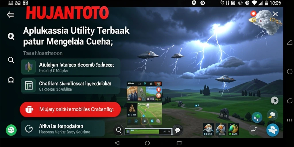 Tampilan antarmuka HUJANTOTO dengan informasi cuaca terkini.