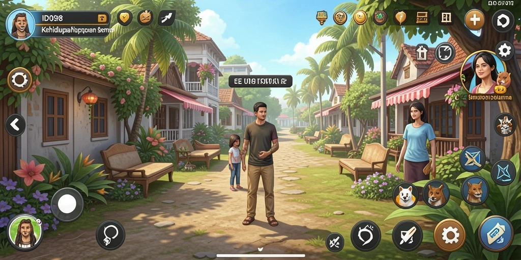Screenshot menunjukkan pengalaman gameplay mendalam di ID098 dengan berbagai aktivitas menarik.