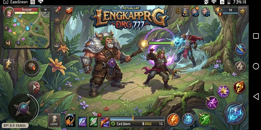 Screenshot menunjukkan karakter beraksi dalam pertarungan RPG yang seru.
