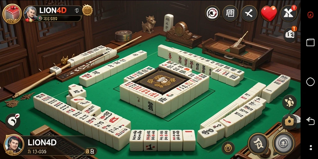 Screenshot gameplay LION4D menampilkan aksi seru permainan Mahjong.