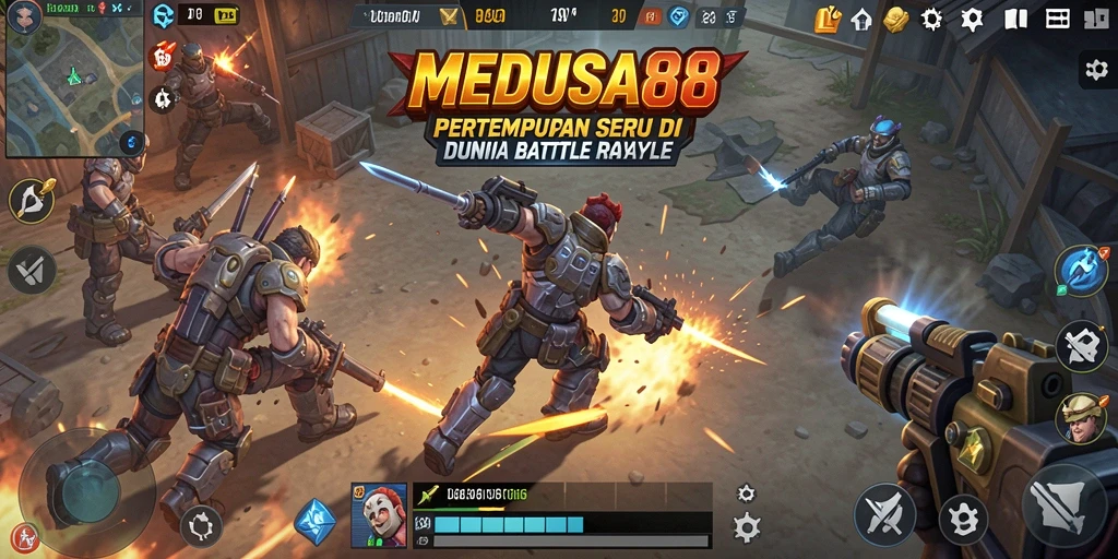 Tampilan seru dari gameplay intens Battle Royale di MEDUSA88.