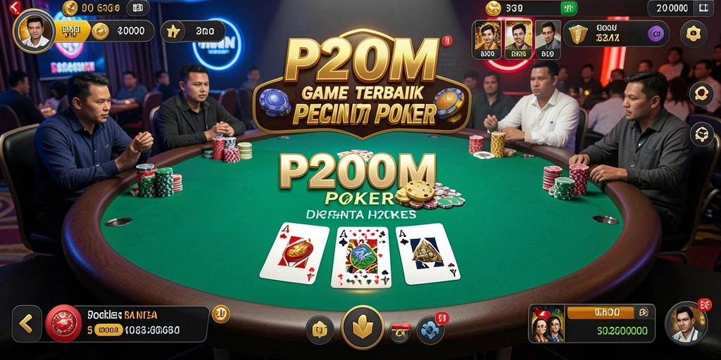 Gameplay P200M yang menegangkan dan seru di meja poker.