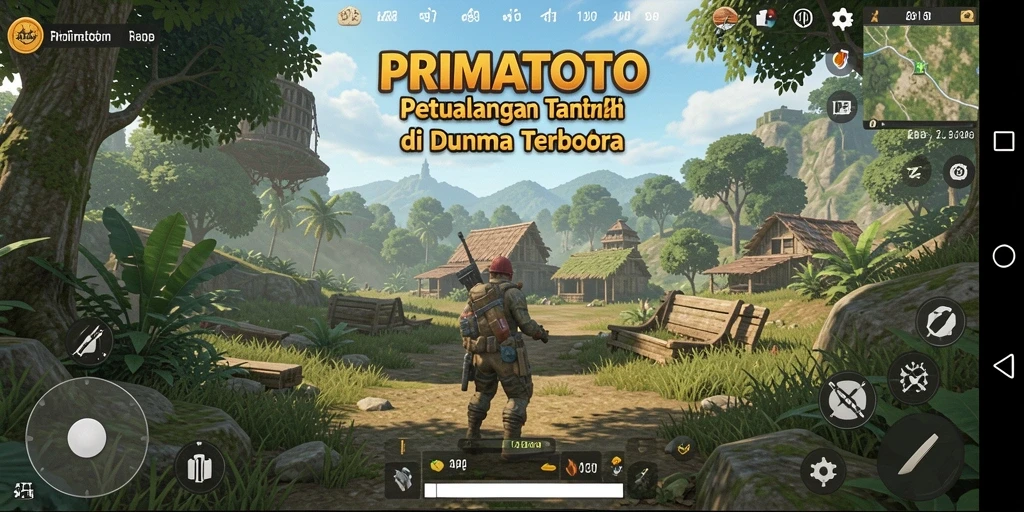 Tampilan gameplay mendalam di dunia terbuka PRIMATOTO.