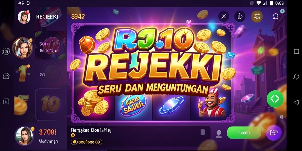 Tampilan gameplay REJEKI dengan berbagai simbol slot yang menggiurkan.