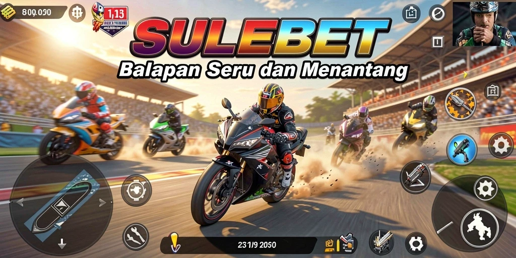 Tampilan gameplay balapan motor yang menegangkan di SULEBET.