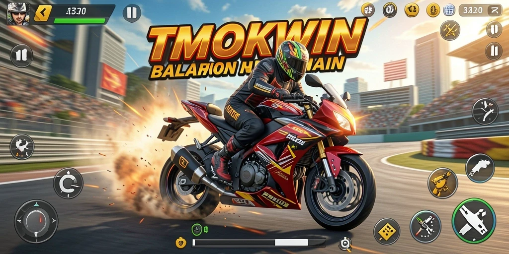 Tampilan gameplay seru dari TMOKWIN yang penuh aksi balapan.