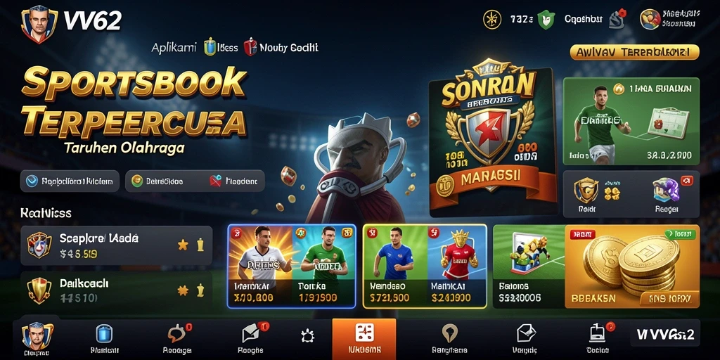 Screenshot utama VV62 dengan tampilan taruhan olahraga yang menarik.