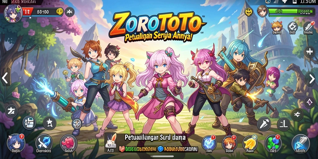 Screenshot ZOROTOTO menampilkan aksi pertempuran seru dalam dunia Anime.