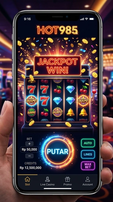 Tampilan awal aplikasi hot985 dengan navigasi intuitif.